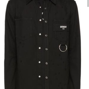 Givenchy Black Distressed Denim Shirt